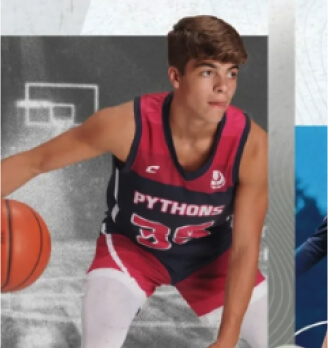 young man playing basketball in team uniform